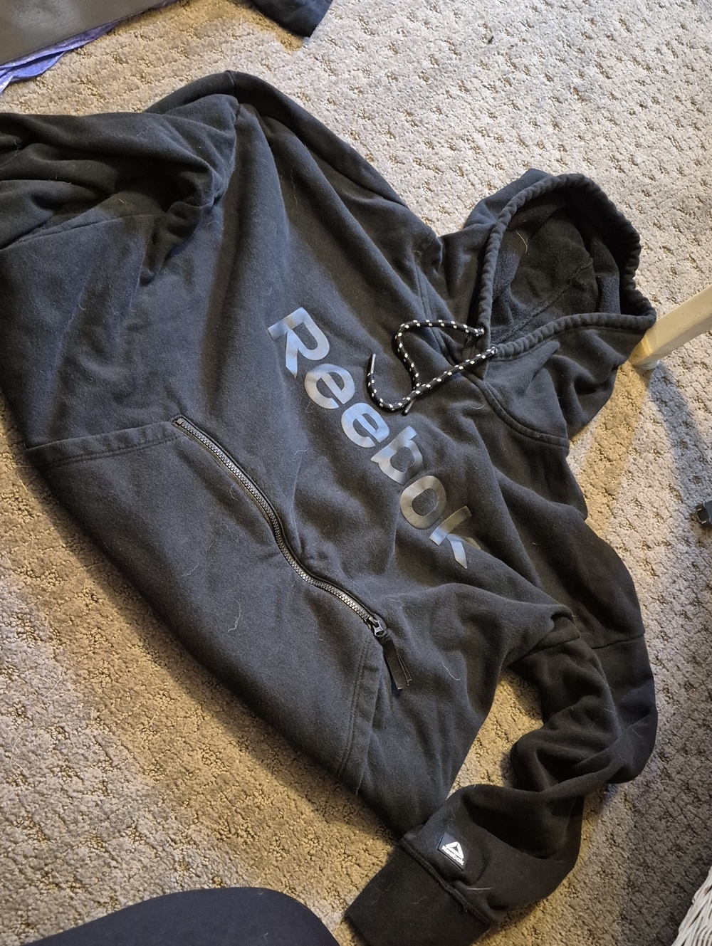 Reebok Men's Charcoal Black Zip Hoodie with Logo